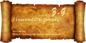 Zisencsák Gergő névjegykártya